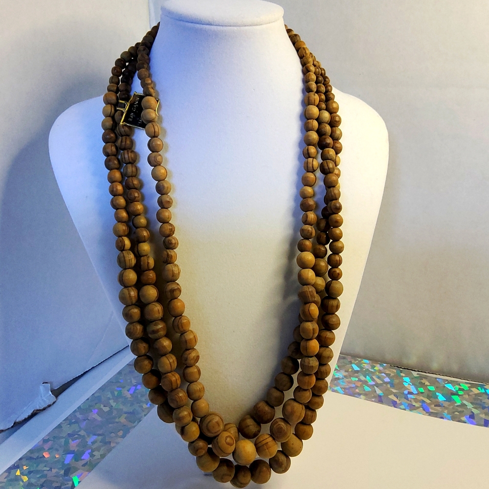 JEWELS BY RAMON vintage necklace wooden beads